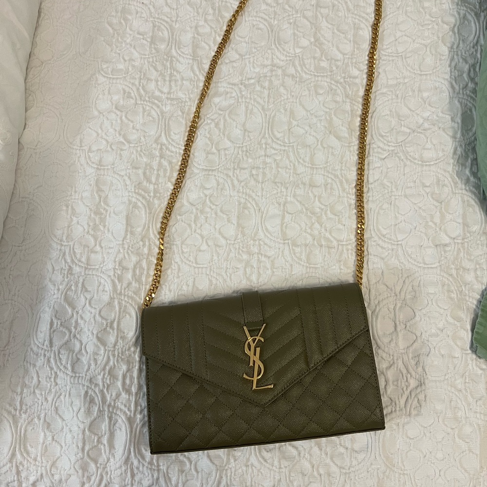 Yves Saint Laurent Olive Quilted Chain Bag
